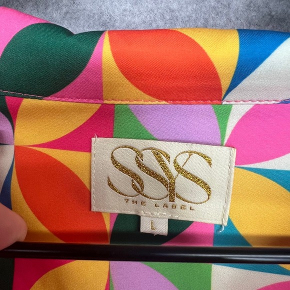 SSYS The Label Womens Short Sleeve V-Neck Geometric Abstract Print Tops Lot of 2 - Picture 4 of 10